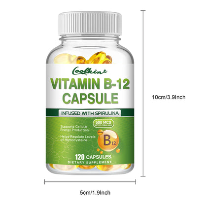Vitamin B12 - Supports Energy Metabolism and Nervous System, Good for Heart and Brain Health - 120 Capsules