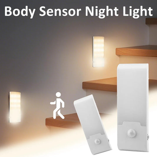 Motion Sensor LED Night Light USB Rechargeable Wall Light For Cabinet Closet Aisle Staircase Bedside Bedroom Night Lights