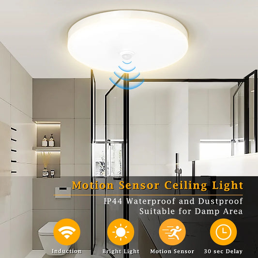 Motion Sensor Ceiling Light Modern Smart Sensor LED Lamp Human Infrared Sensing Lamp Indoor for Garage Corridor Lighting Fixture