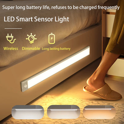 Motion Sensor Light Dimmable USB Rechargeable Lamp 3 Colors Night Light Cabinet Light Bedside Lamps  Battery Lamp LED Light Fixt