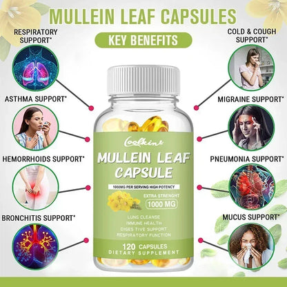 Mullein Leaf - Clear Lungs and Detoxify, Breathe Healthily, Relieve Headaches Supplement