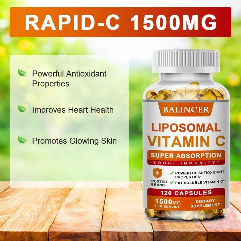 Liposomal Vitamin C Supplement - Easily Absorbed, Fat-Soluble Vitamin C, Antioxidant, Support Immune System, Promote Skin Health