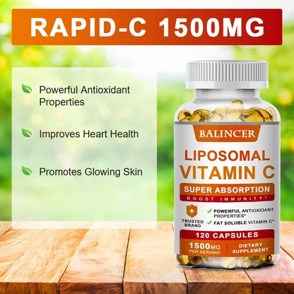 Liposomal Vitamin C Supplement - Easily Absorbed, Fat-Soluble Vitamin C, Antioxidant, Support Immune System, Promote Skin Health