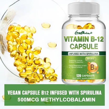 Vitamin B12 - Supports Energy Metabolism and Nervous System, Good for Heart and Brain Health - 120 Capsules