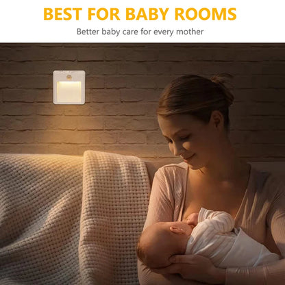 Motion Sensor Night Lights with US EU UK AU Plug Dimmable LED Warm White Ambient Light 2 in 1 Bedroom Living Room Toilet Stairs