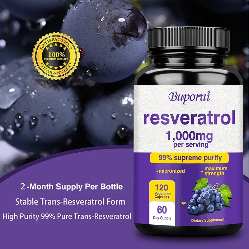 Resveratrol Supplement - Anti-Aging, Cardiovascular & Joint Support, Skin Health