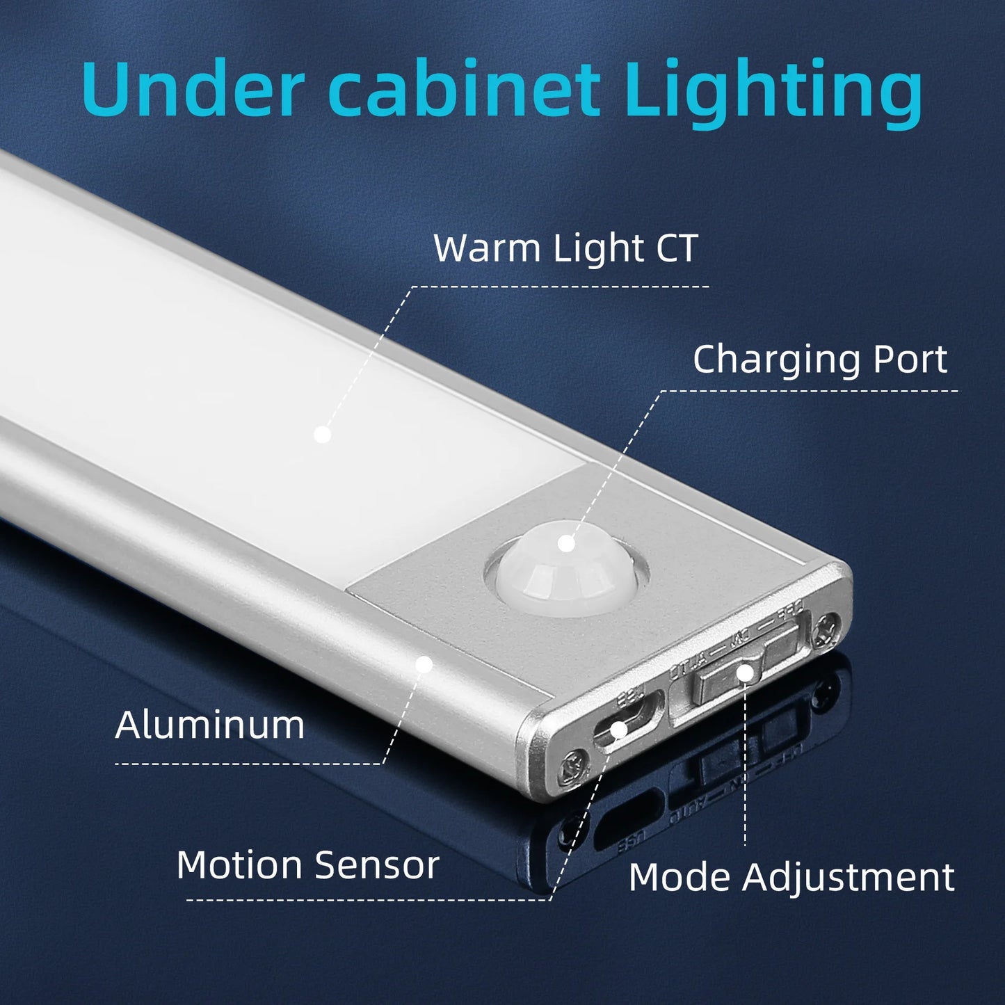 Motion Sensor Light Dimmable USB Rechargeable Lamp 3 Colors Night Light Cabinet Light Bedside Lamps  Battery Lamp LED Light Fixt
