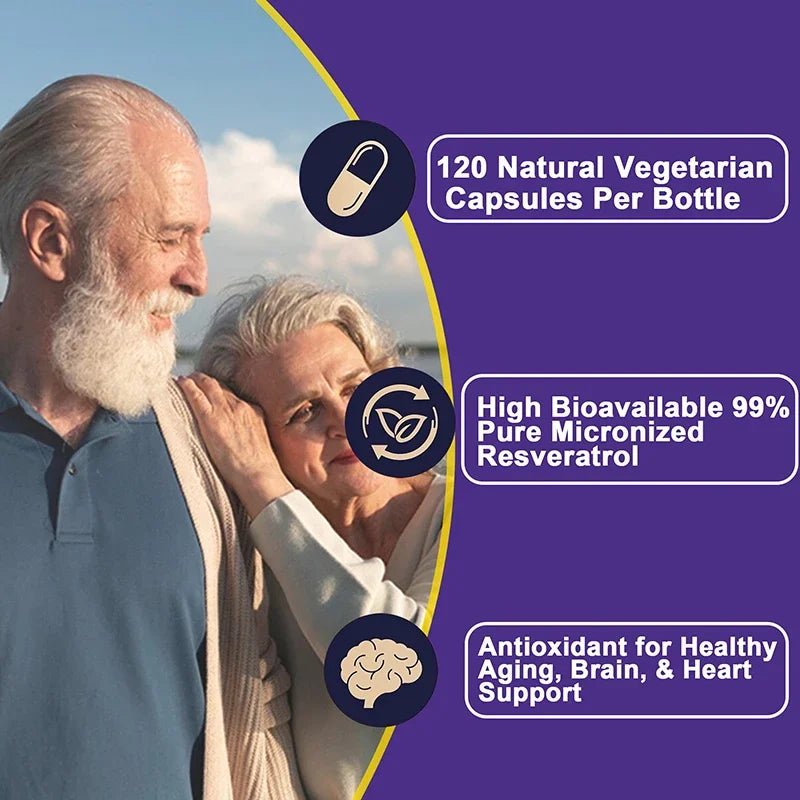 Resveratrol Supplement - Anti-Aging, Cardiovascular & Joint Support, Skin Health