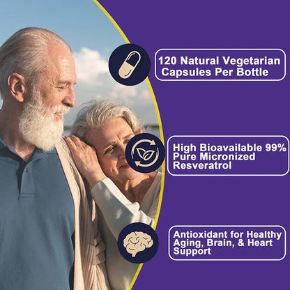 Resveratrol Supplement - Anti-Aging, Cardiovascular & Joint Support, Skin Health