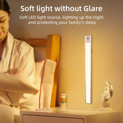 Motion Sensor Cabinet Lights Dimmable LED Night Light Wireless USB Rechargeable Led Tube Light for Wardrobe 3Colors Night Lamp