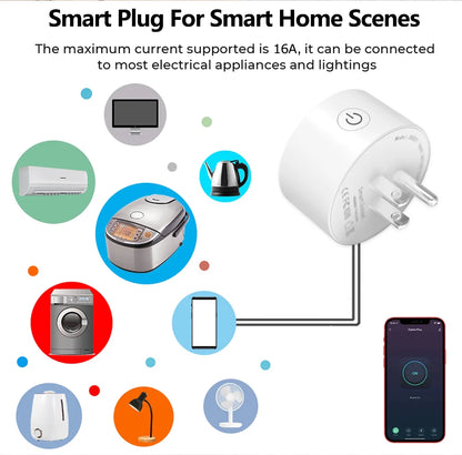 16A Tuya Smart WiFi/Zigbee Socket US Plug With Power Monitoring Timing Function WiFi Outlets Works With Alexa Home Assistant Z2M