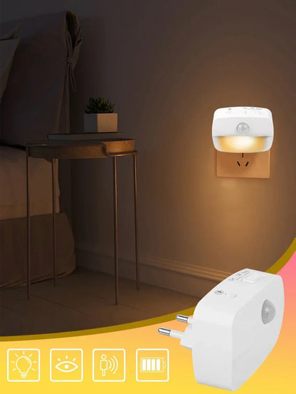 Motion Sensor Light LED Night Lights EU US Plug Lamps PIR Human Induction Lamp Nightlights For Bedroom Decor Hallway Stairs Lamp