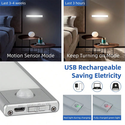 Motion Sensor Light Dimmable USB Rechargeable Lamp 3 Colors Night Light Cabinet Light Bedside Lamps  Battery Lamp LED Light Fixt