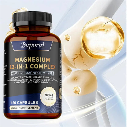 Magnesium Complex Capsules - Bone & Heart Health Supplement, Glycine, Citrate, Malate, Aspartate, Gluconate, Ascorbate, Taurine