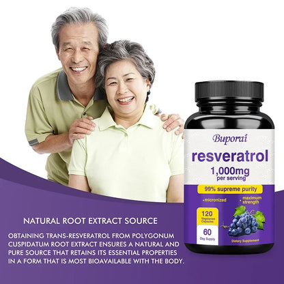 Resveratrol Supplement - Anti-Aging, Cardiovascular & Joint Support, Skin Health