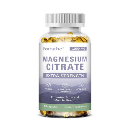 Magnesium Citrate 1000 Mg-Dietary Supplement To Promote Muscle Relaxation, Support Nervous System, Bone and Heart - 120 Capsules