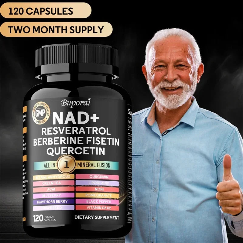 NAD Resveratrol Berberine - Promotes Cardiovascular Health, Endurance, Cellular Health, and Supports Circulatory Function