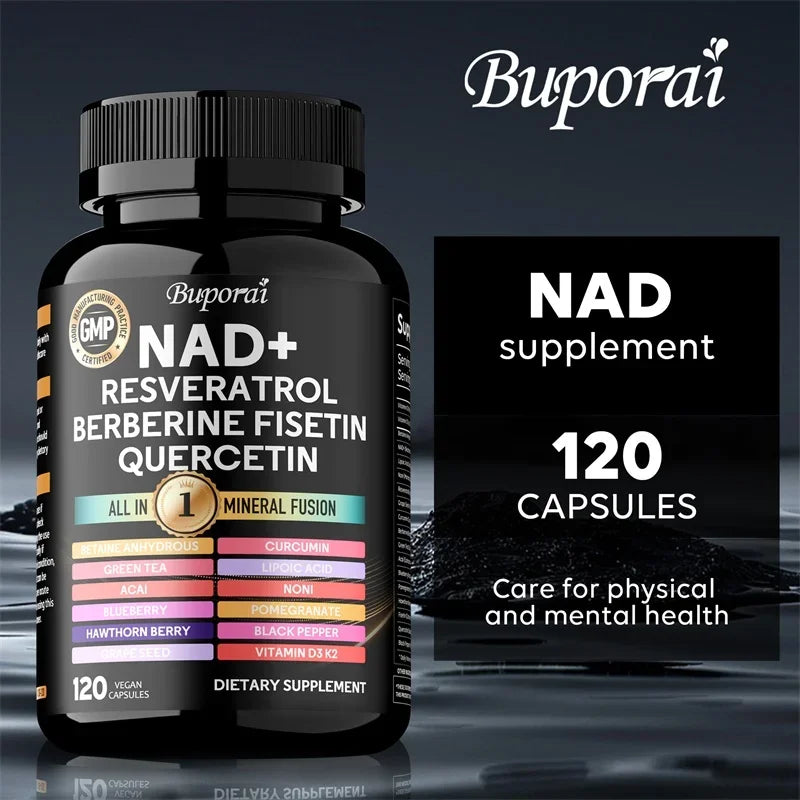 NAD Resveratrol Berberine - Promotes Cardiovascular Health, Endurance, Cellular Health, and Supports Circulatory Function