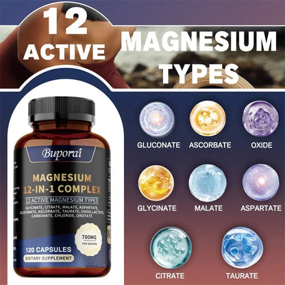 Magnesium Complex Capsules - Bone & Heart Health Supplement, Glycine, Citrate, Malate, Aspartate, Gluconate, Ascorbate, Taurine