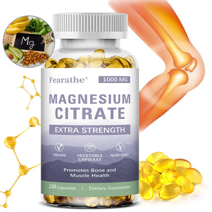 Magnesium Citrate 1000 Mg-Dietary Supplement To Promote Muscle Relaxation, Support Nervous System, Bone and Heart - 120 Capsules