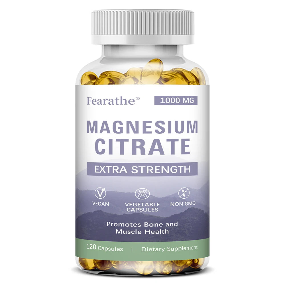 Magnesium Citrate 1000 Mg-Dietary Supplement To Promote Muscle Relaxation, Support Nervous System, Bone and Heart - 120 Capsules