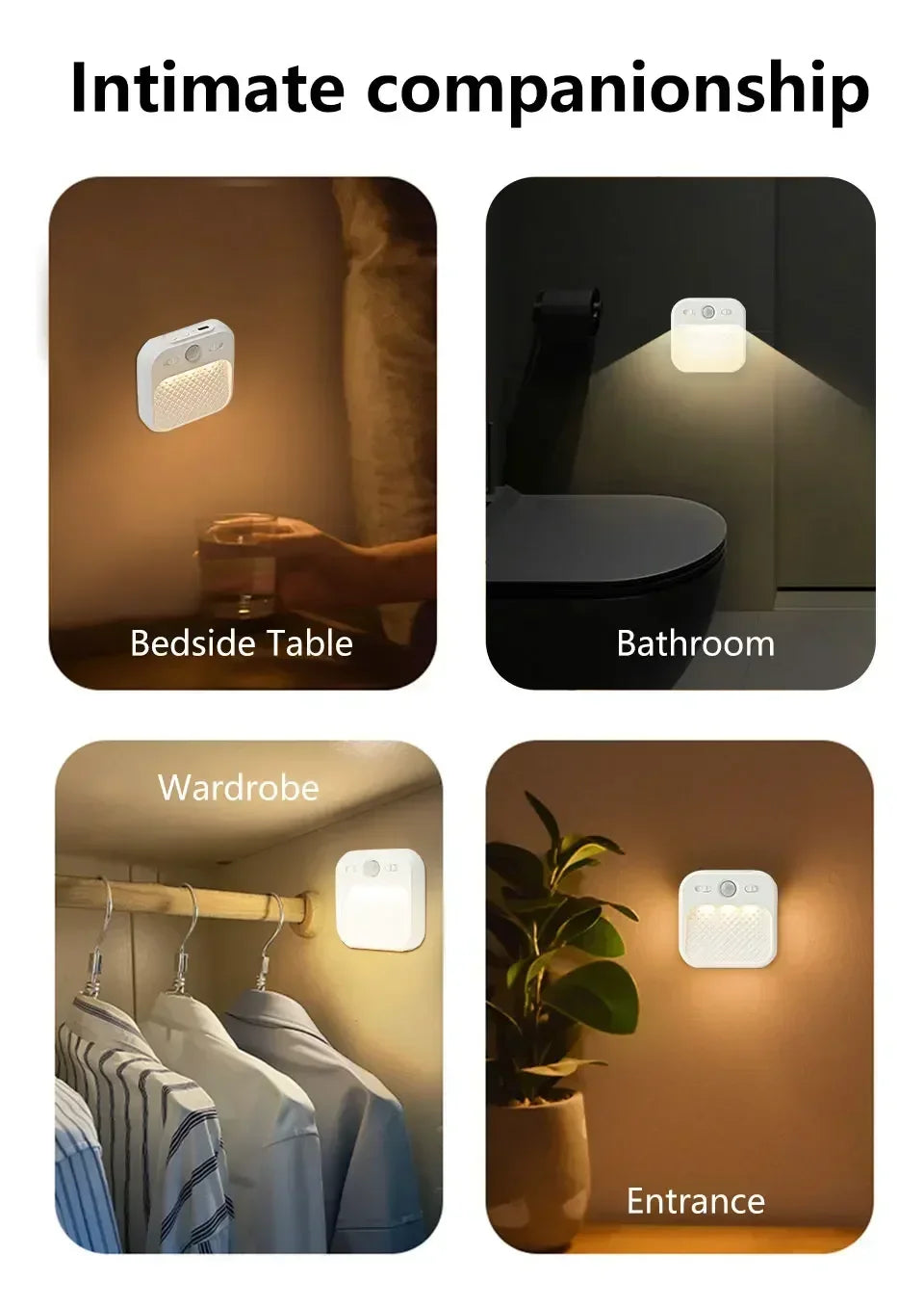 Motion Sensor LED Night Light White Mini Magnetic Removable Tri-colour Adjustable Bedroom Staircase Wardrobe Cabinet Lighting
