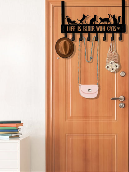 Over-The-Door Cat Organizer,8 Multi-Purpose Hooks For Wall Or Door, Home Storage