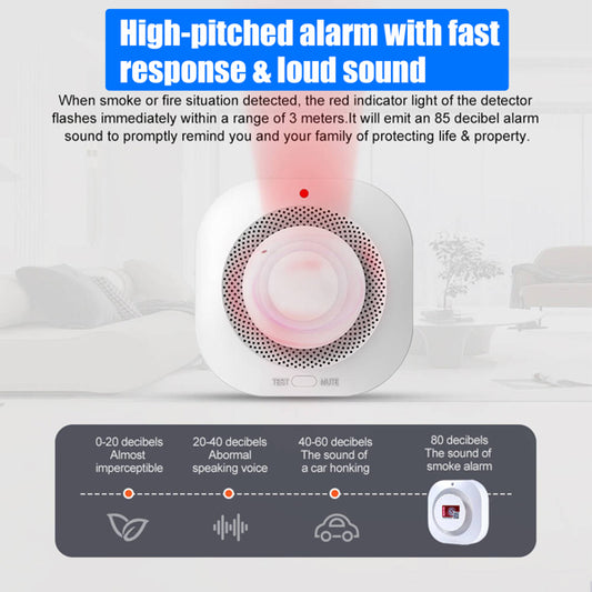 Dual-Sensor Photoelectric Smoke Alarm - 10-Year Lifespan & 3000mAh High-Capacity Battery Fire Detector