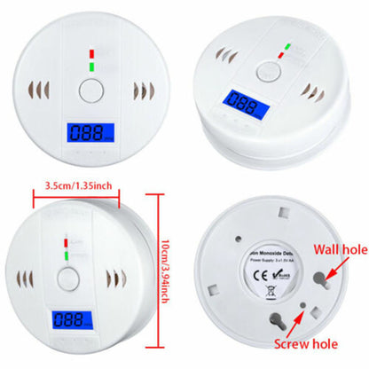 2-Pack Carbon Monoxide Detector - High-Accuracy Battery Operated CO Alarm with LCD Display & 85dB Siren