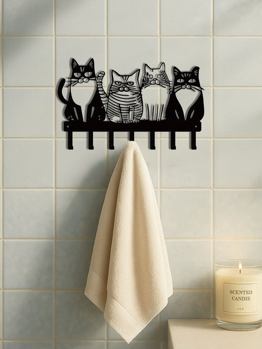 1PC Cute Cat Wall Hook-Adorable Kitty Decor For Home, Strong Metal Wall Hooks