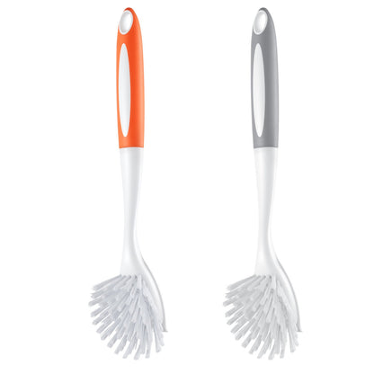 Dish Brush, 4 Pack Kitchen Scrub Brushes With PP Handle, Dish Cleaning Brushes With Curved Bristles, Ideal For Pots, Pans, Sink And Stove, 2 Gray  2 Orange
