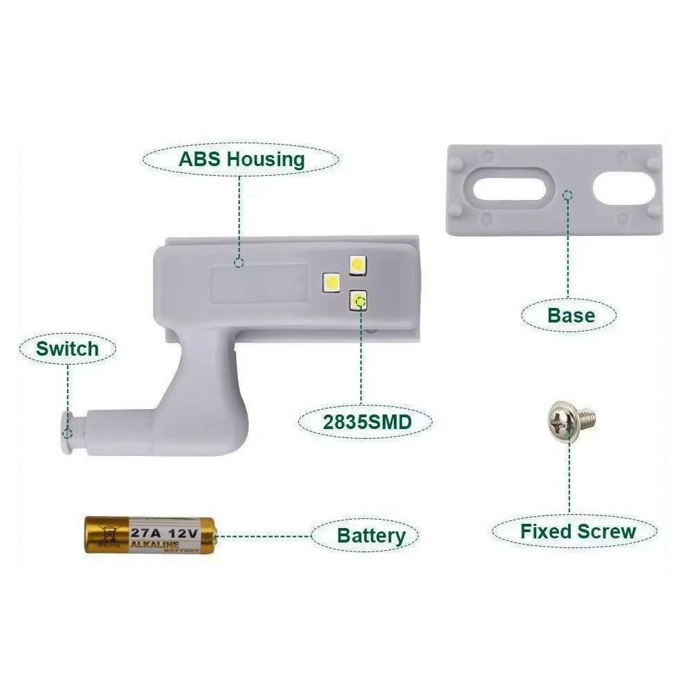 Battery-Free LED Hinge Lamp for Cupboard & Wardrobe Lighting