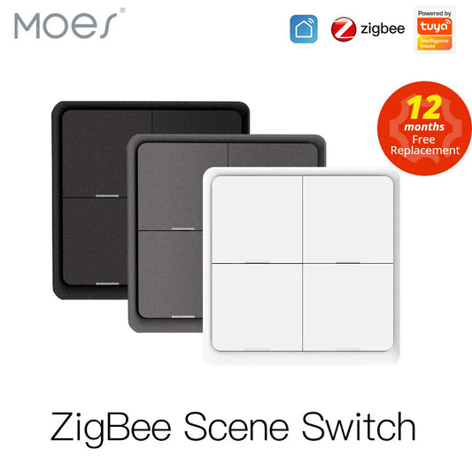 MOES Tuya ZigBee 4-Gang Wireless 12-Scene Switch