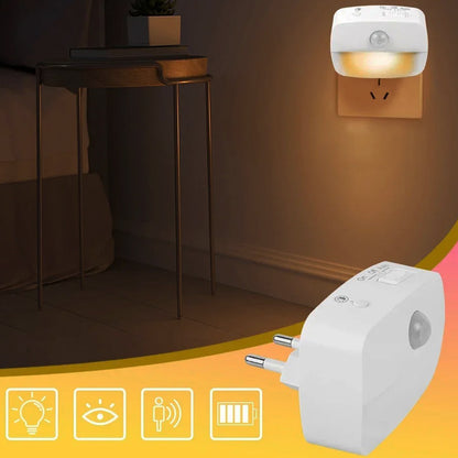 PIR Sensor LED Night Lamp for Bedroom, Stairs And WC - EU/US Plug