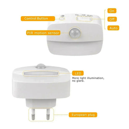 PIR Sensor LED Night Lamp for Bedroom, Stairs And WC - EU/US Plug