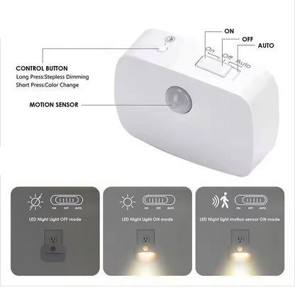 PIR Sensor LED Night Lamp for Bedroom, Stairs And WC - EU/US Plug
