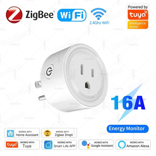 Smart Plug 16A Zigbee/WiFi — Power Monitor, Alexa (US)