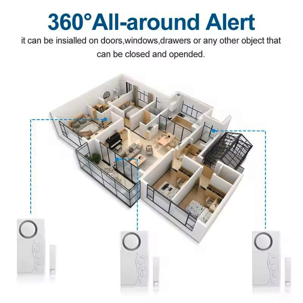 High Volume 108dB Wireless DoorAnd Window Alarm for Protection
